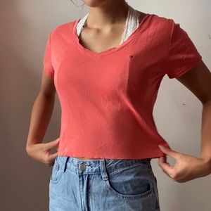 Tommy Hilfiger V-neck Crop Top Tshirt